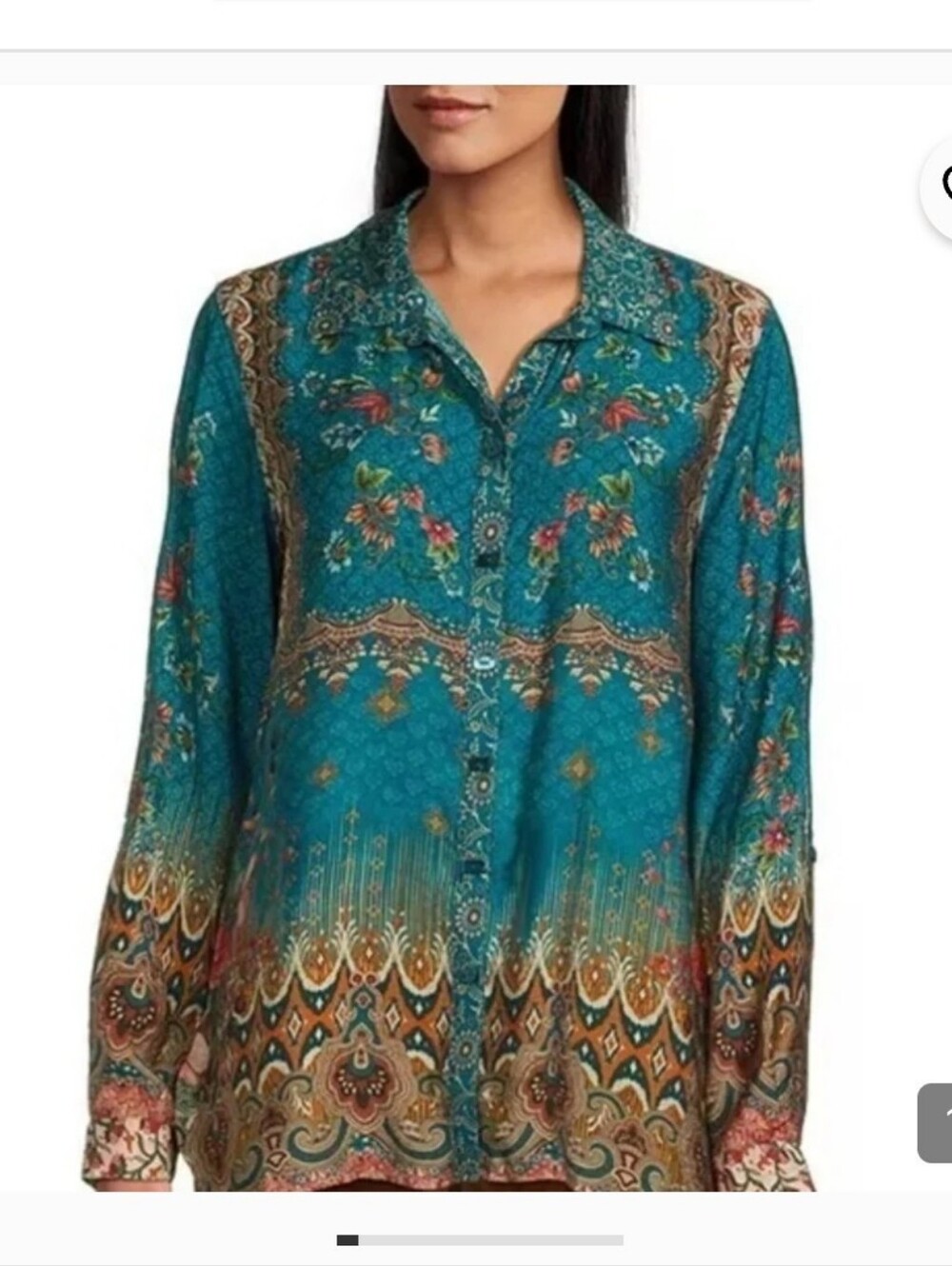 John Mark Multicolor Floral Shirt Floral Boho Button-Front Women's Top
